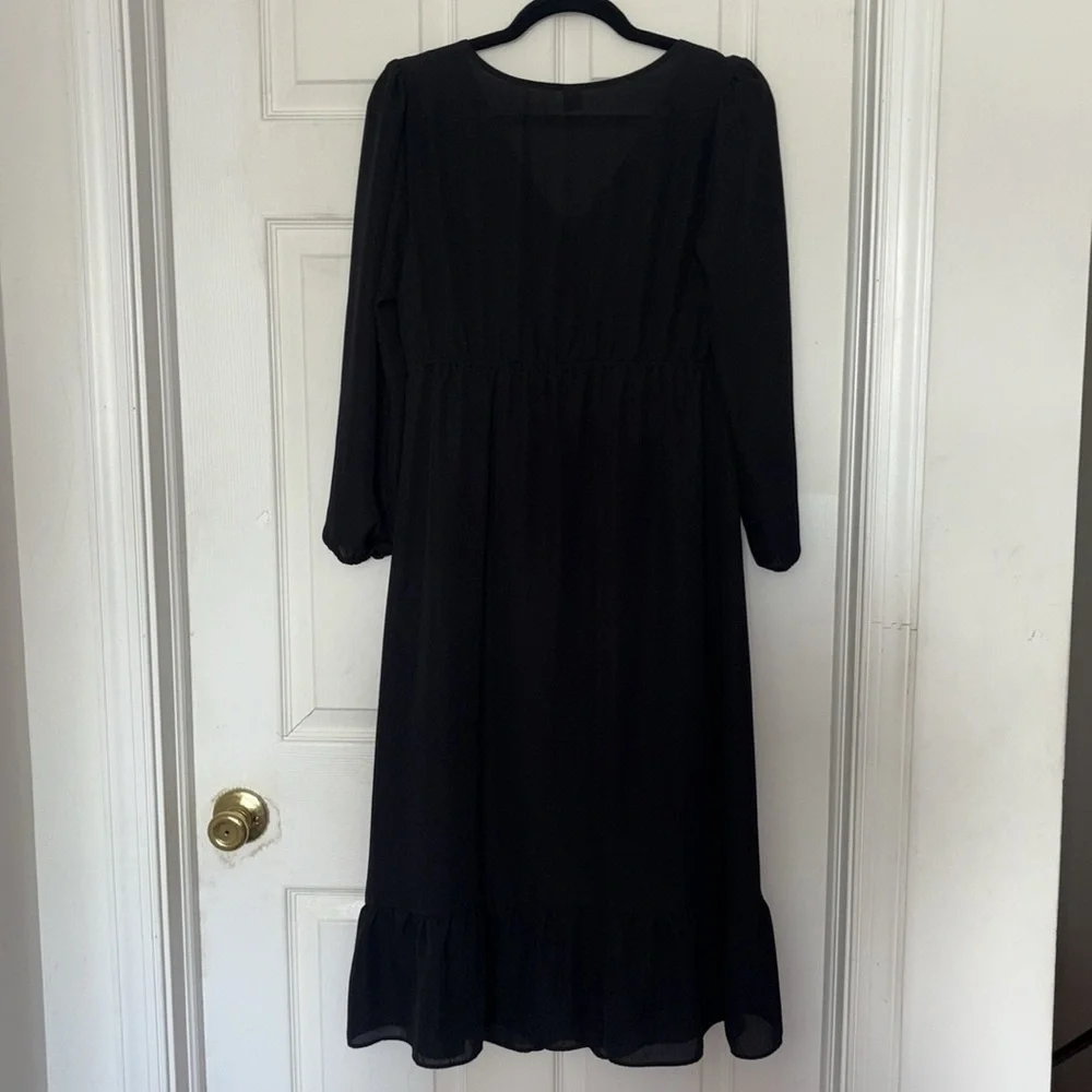 Old Navy Waist Defined Wrap Front Georgette Midi Dress - Picture 5 of 6